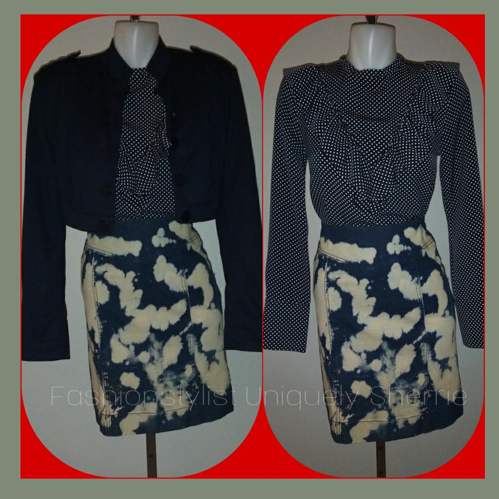 Navy Cropped Military Style Jacket - Picture 6 of 8